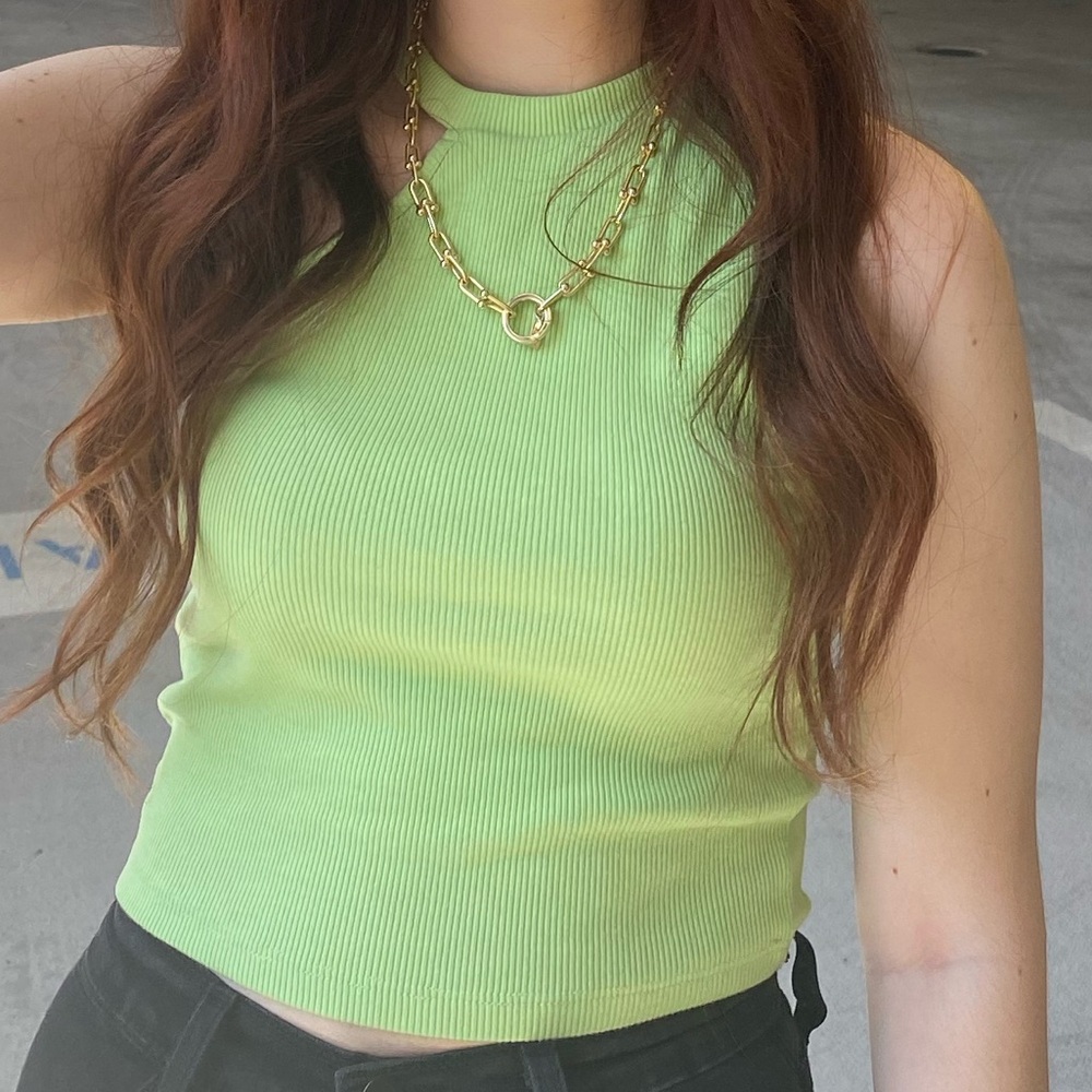 Zara green cut out tank top